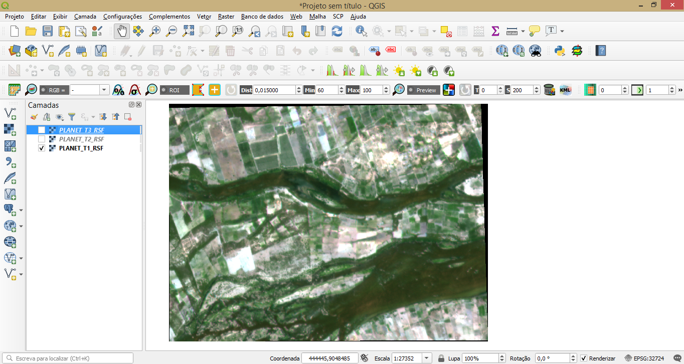 Mapa gerado no QGIS sobre o rio São Francisco