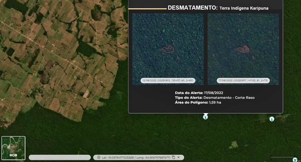 Imagem de satélite PlanetScope da terra indígena na Amazônia