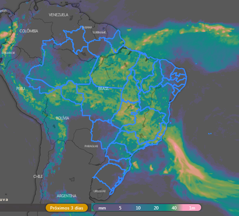 Chuvas em Matopiba, no período de 03 a 06 de janeiro de 2020. Fonte: Lapis.