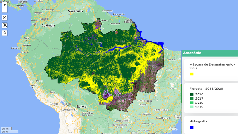 Desmatamento na Amazônia, a partir de imagens de satélites