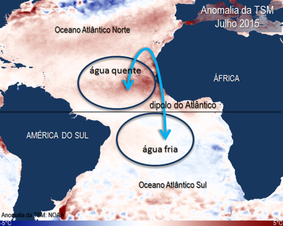 Imagem mostra temperatura da superfície dos oceanos