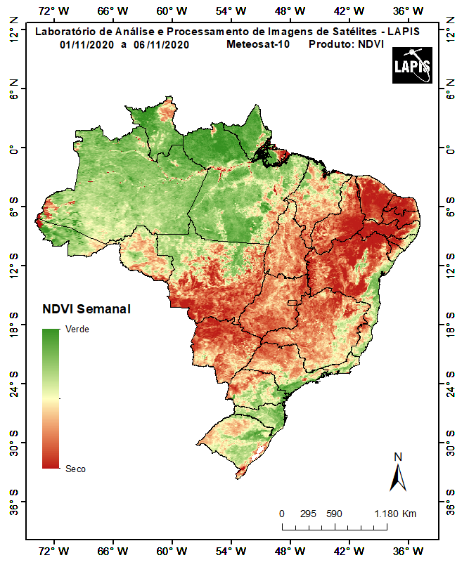 Imagem de satélite mostra atual seca no Centro-Sul do Brasil, em razão do La Niña