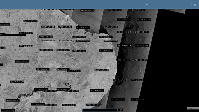 Mosaico de imagens do satélite Sentinel 1-A. Fonte: Lapis.