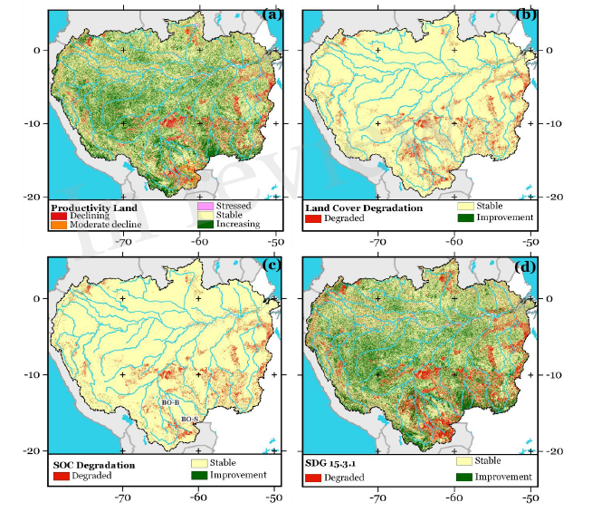 Mapas da seca e degradação das terras na Amazonas. Fonte: Lapis.