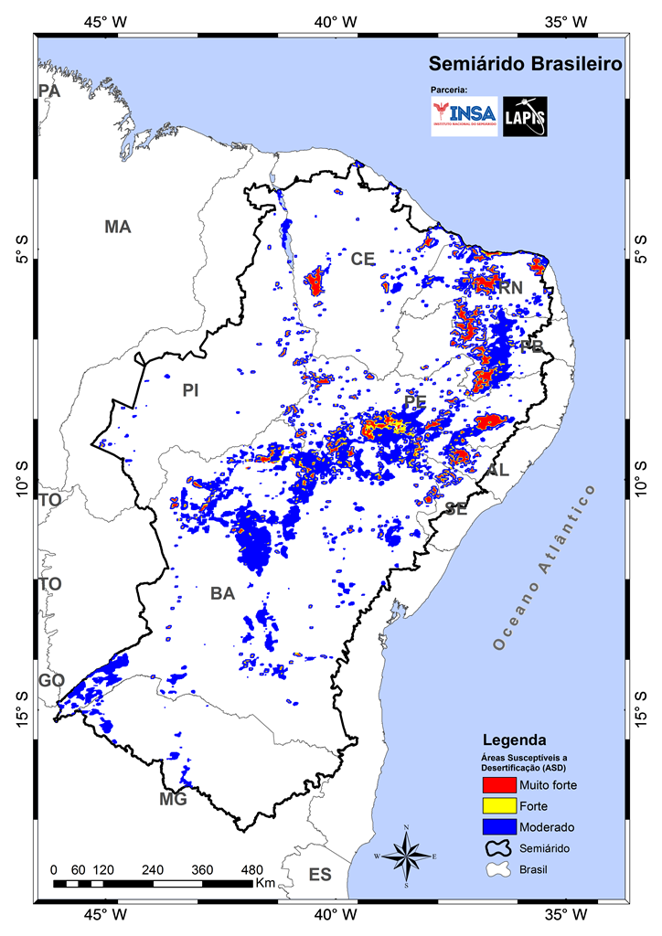 Imagem de satélite das áreas em processo de desertificação_mapa no QGIS