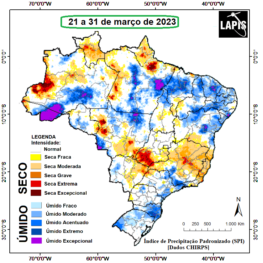 Mapa da intensidade da seca gerado no QGIS