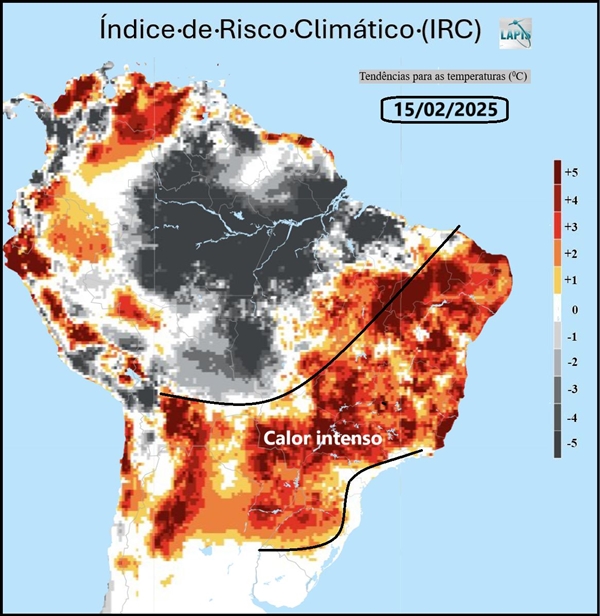 Mapa da onda de calor no Brasil