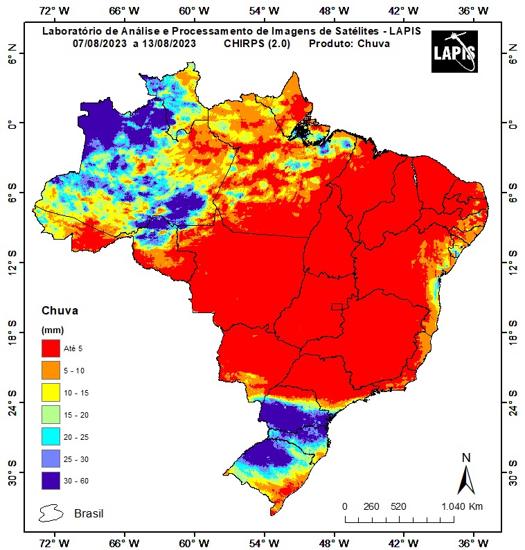 Mapa da precipitação processado no QGIS