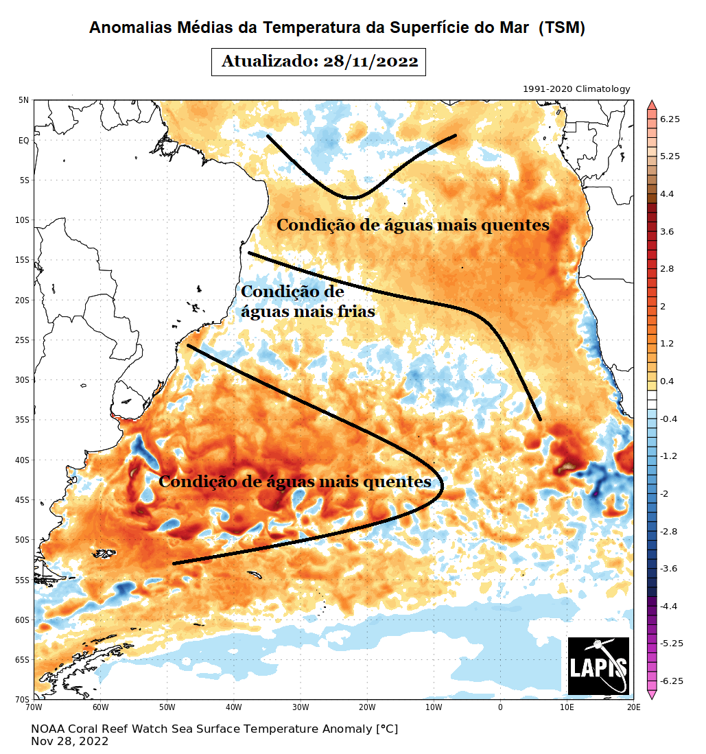 Mapa da temperatura no oceano Atlântico_QGIS