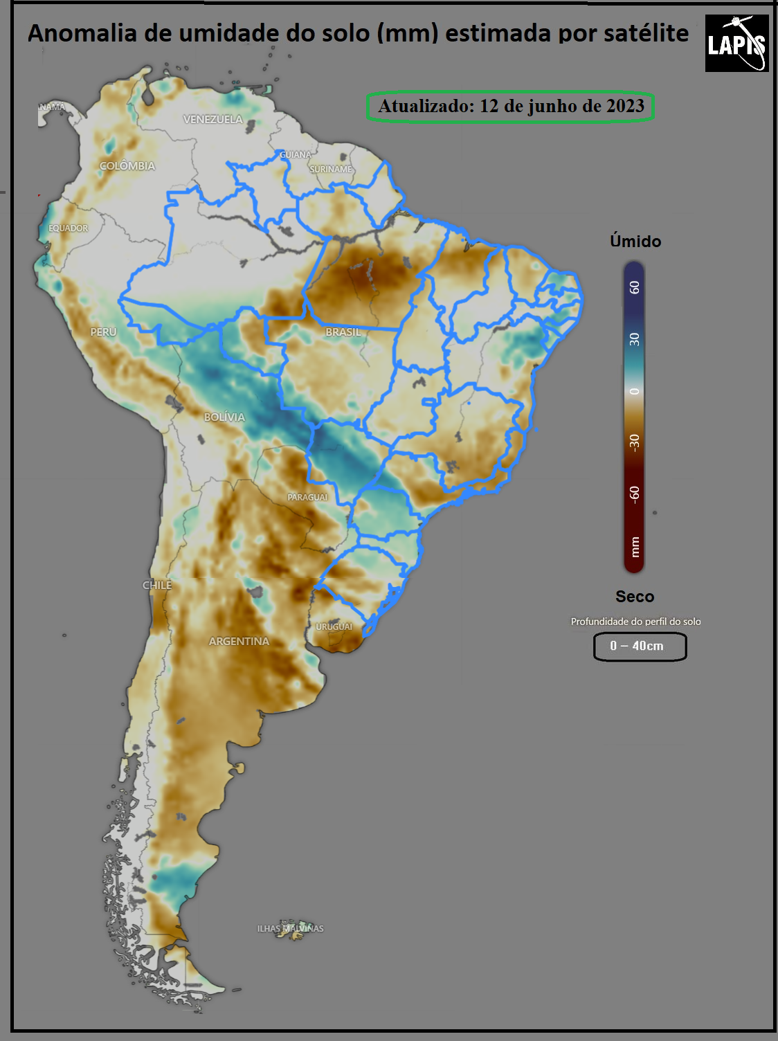 Mapa da umidade do solo, um dos indicadores da seca_QGIS