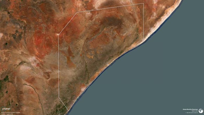 Mapa da umidade do solo mostra seca na África, com dados do PlanetScope_QGIS