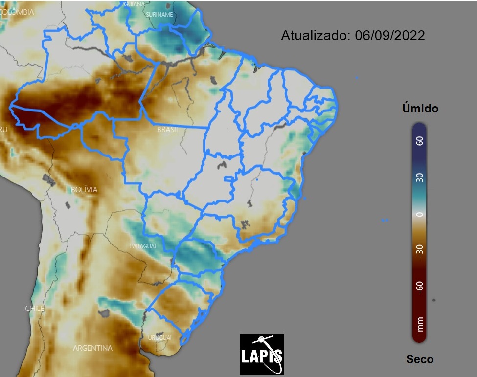 Mapa da umidade do solo processado no QGIS