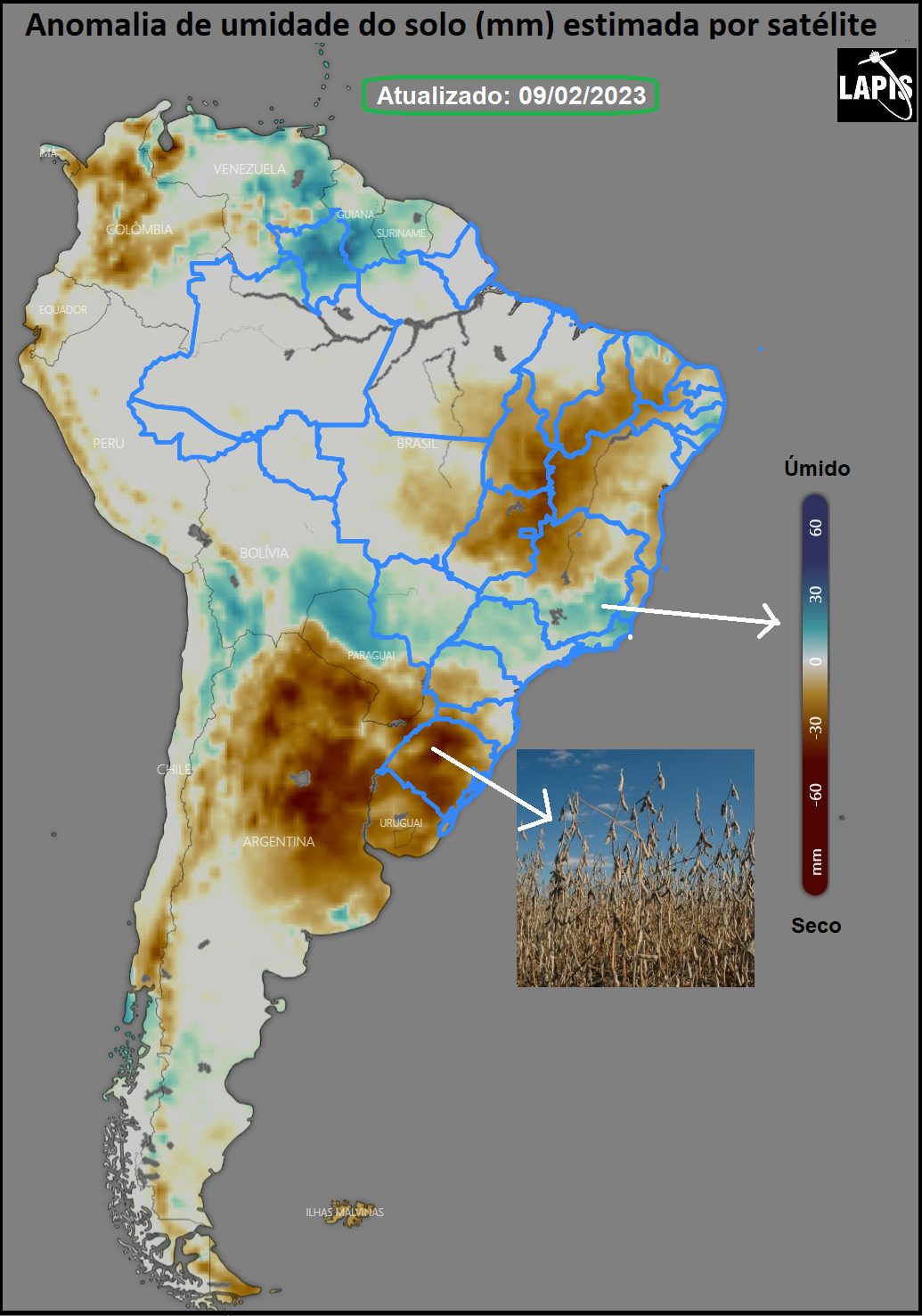 Mapa da umidade do solo processado no QGIS