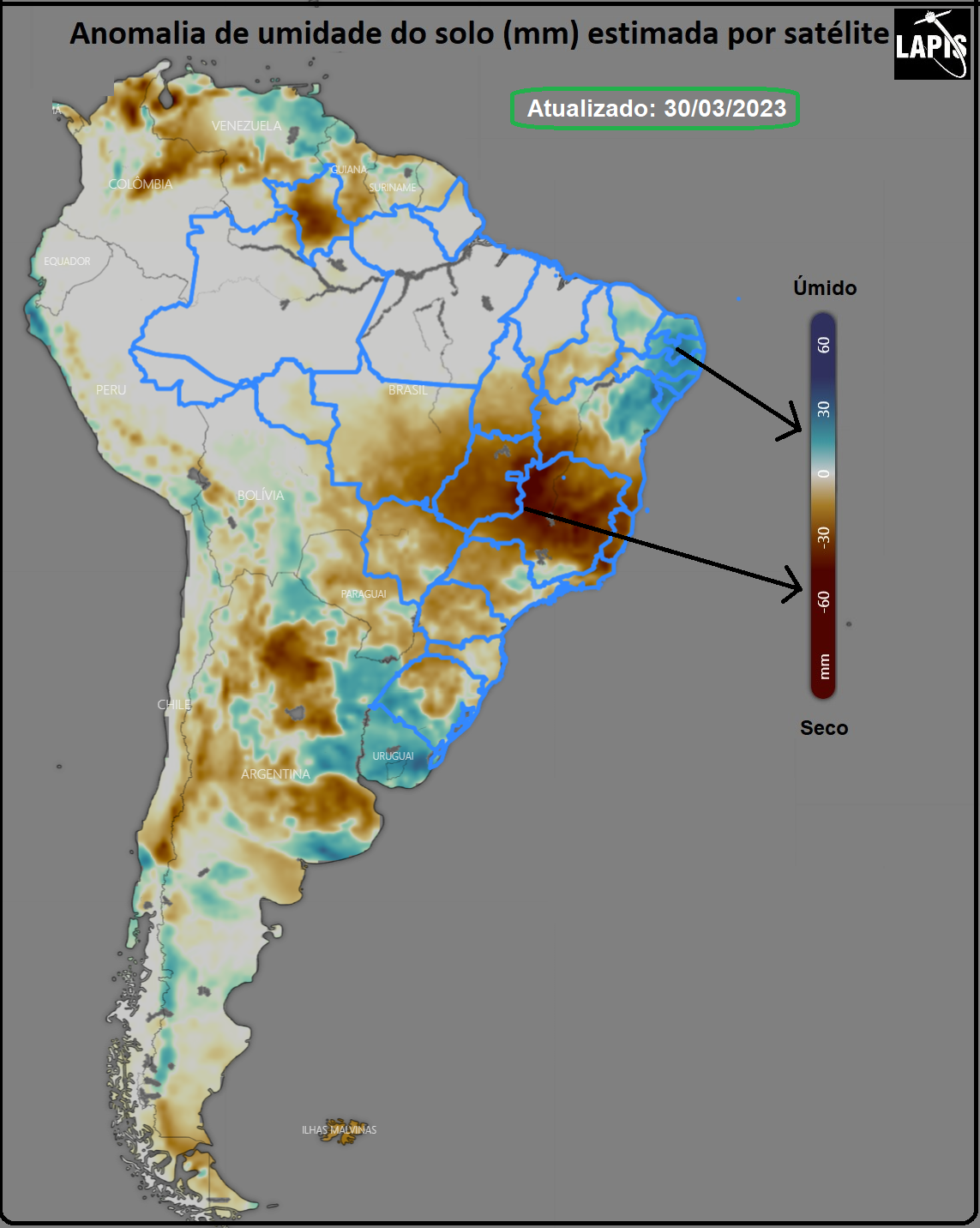 Mapa da umidade do solo processado no QGIS