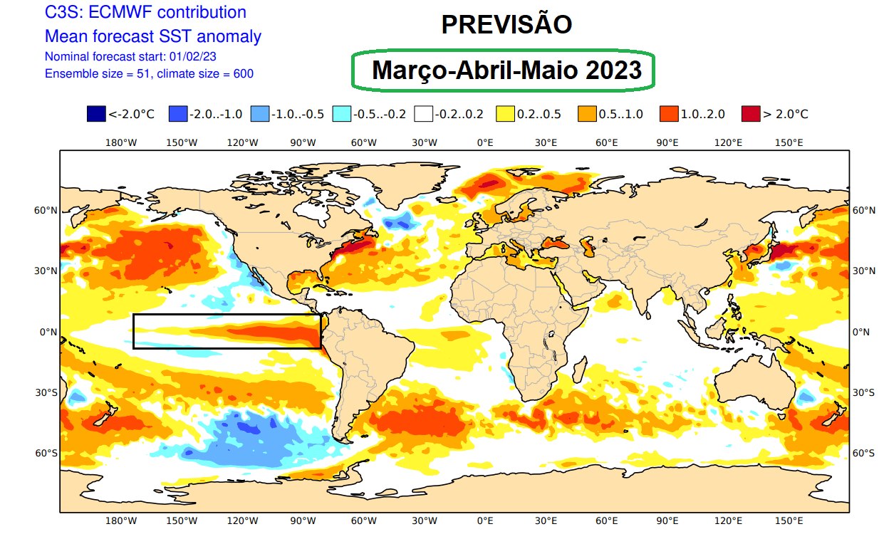 Mapa da previsão de El Niño feito no QGIS