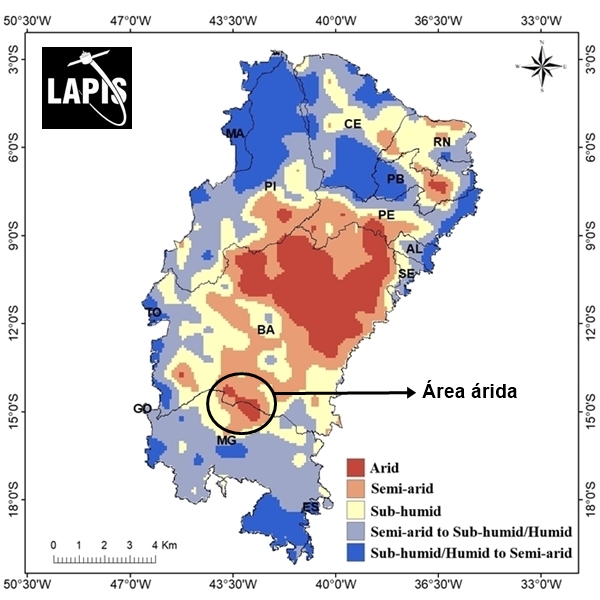 Mapa das áreas áridas no Semiárido brasileiro_QGIS