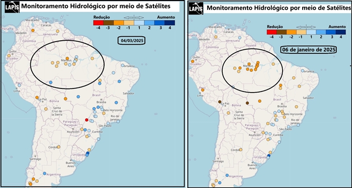 Mapa de monitoramento hidrológico