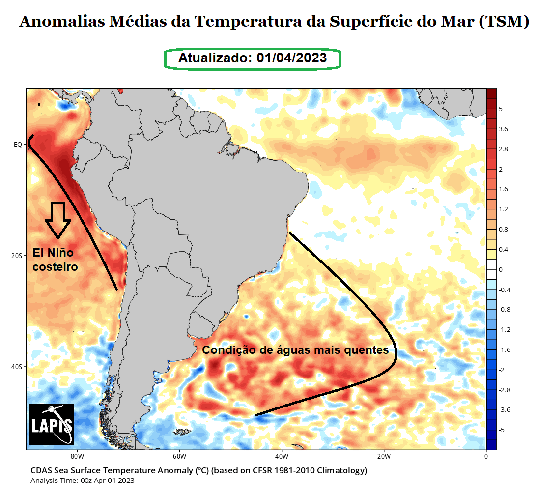 Mapa destaca presença do el Niño
