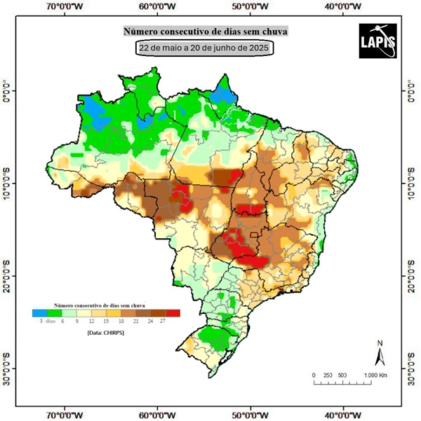 Mapa do número de dias secos_QGIS