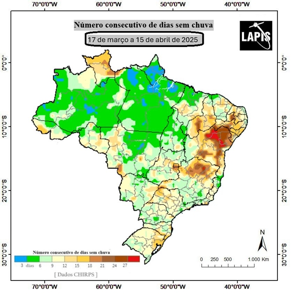 Mapa do número de dias secos_QGIS