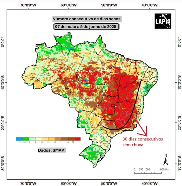 Mapa do número de dias secos_QGIS