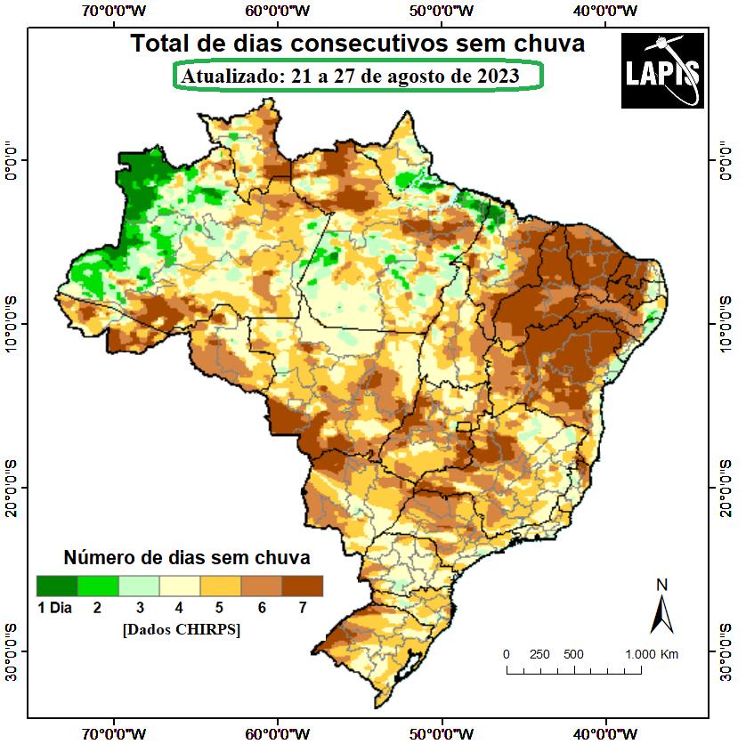 Mapa do número de dias secos_QGIS_21 a 27 de agosto