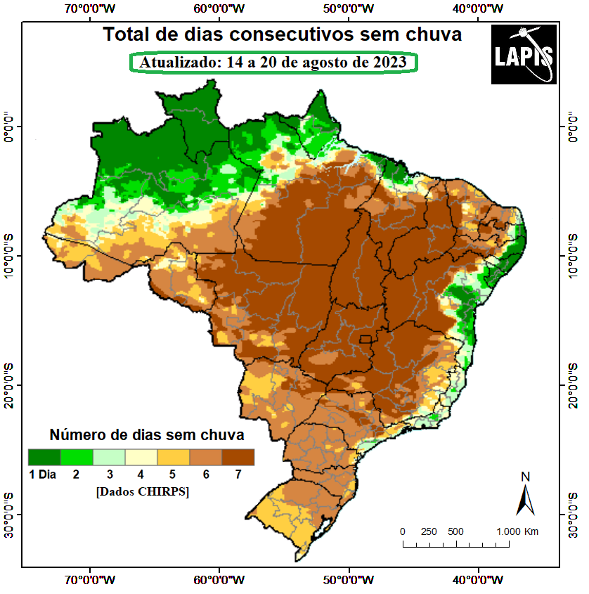 Mapa do número de dias secos_QGIS_21 a 27 de agosto