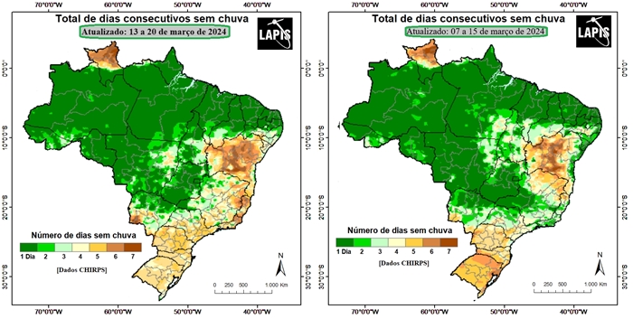 Mapa do número de dias secos com dados de satélites_QGIS