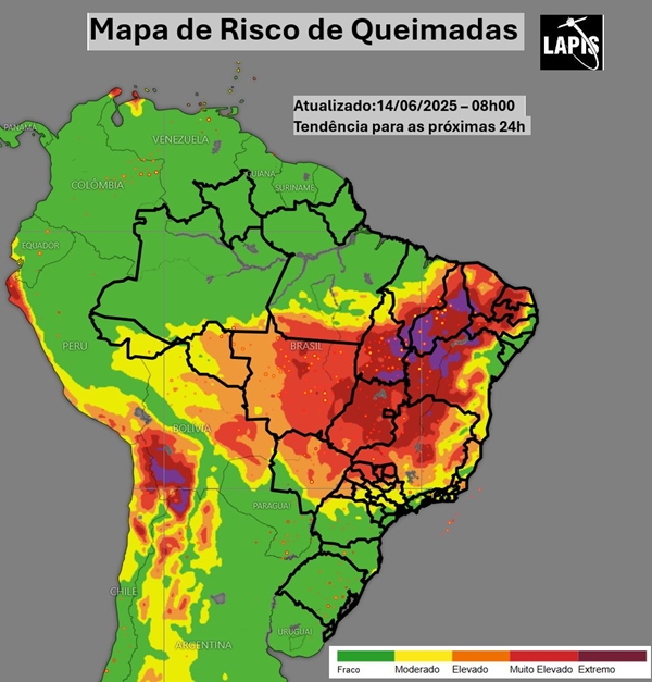Mapa do risco de queimadas nas regióes_QGIS