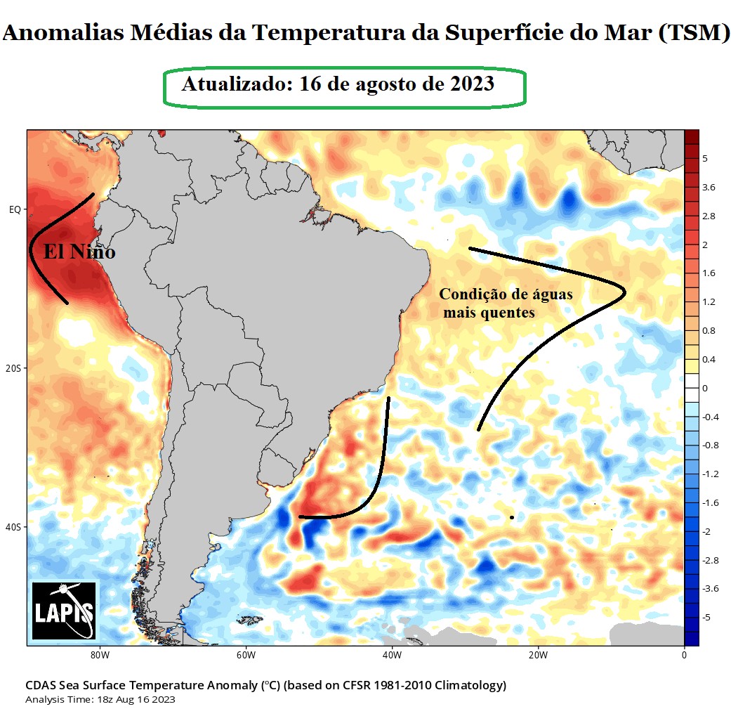 Mapa mostra Atlântico e Pacífico mais quentes_El Niño