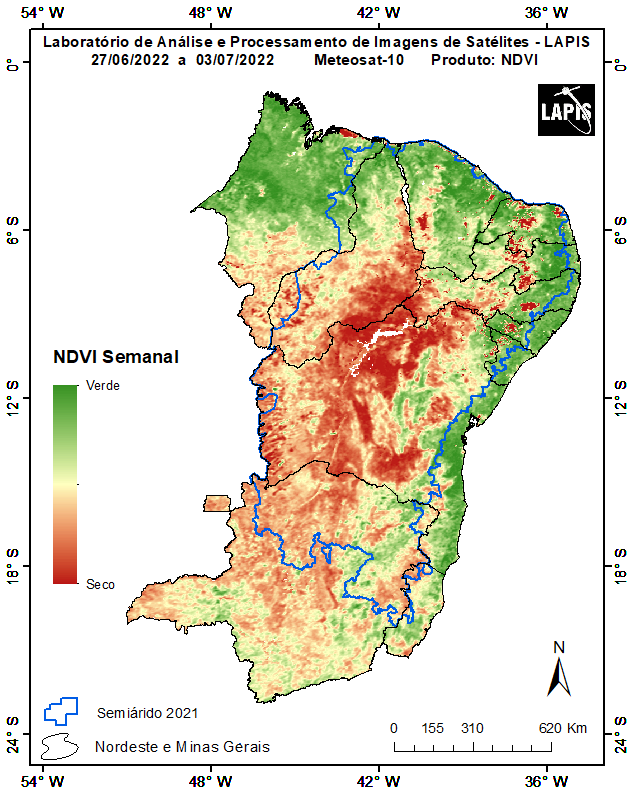 Mapa do Semiárido brasileiro, processado no QGIS.