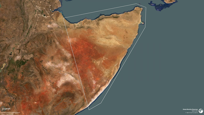 Imagem do Planet mostra seca histórica no Chifre da África.