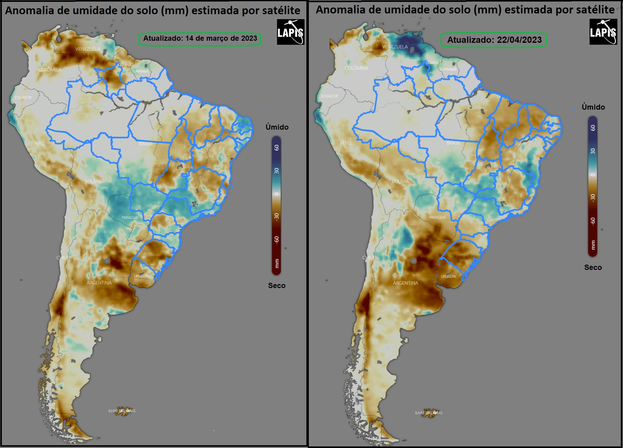 Mapas da umidade do solo gerados no QGIS