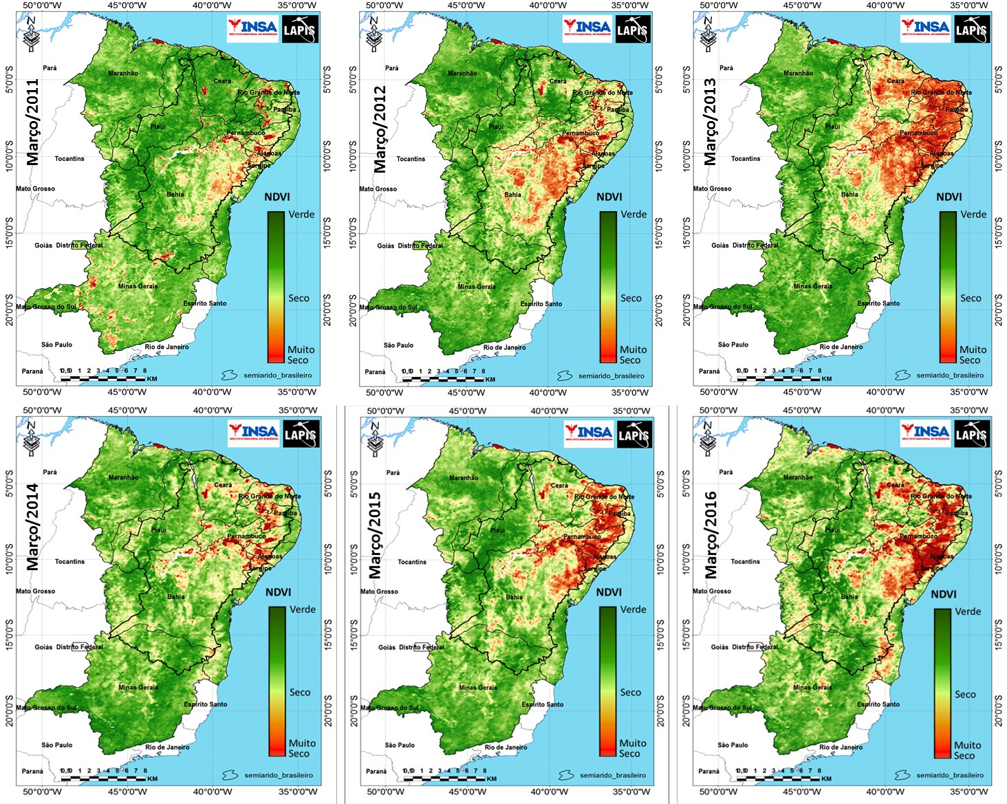 Mapas da cobertura vegetal mostram seca histórica no Nordeste brasileiro_QGIS
