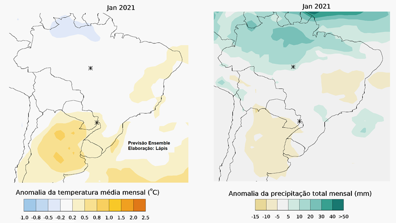 Previsão climática para janeiro de 2021