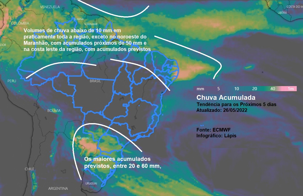 Mapa mostra previsão de chuva para os próximos dias_QGIS