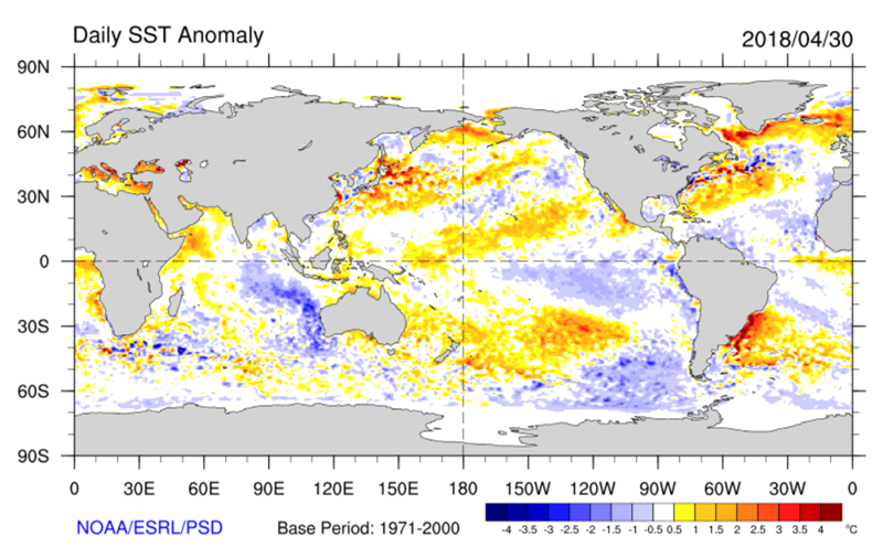 Temperatura da superfície do mar esclarece previsão climática