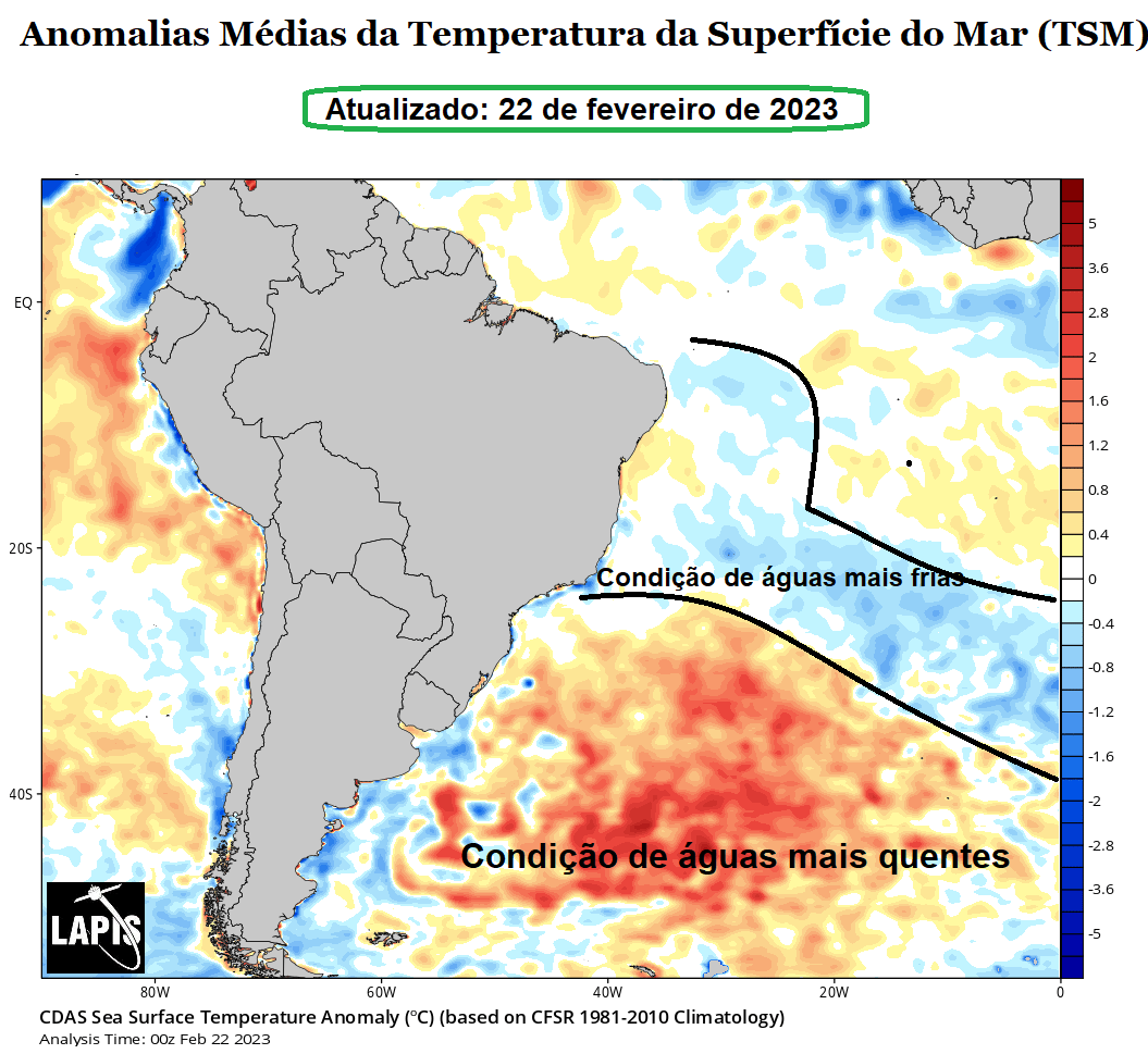 Imagem de modelos climáticas mostram aquecimento do Atlântico Sul_QGIS