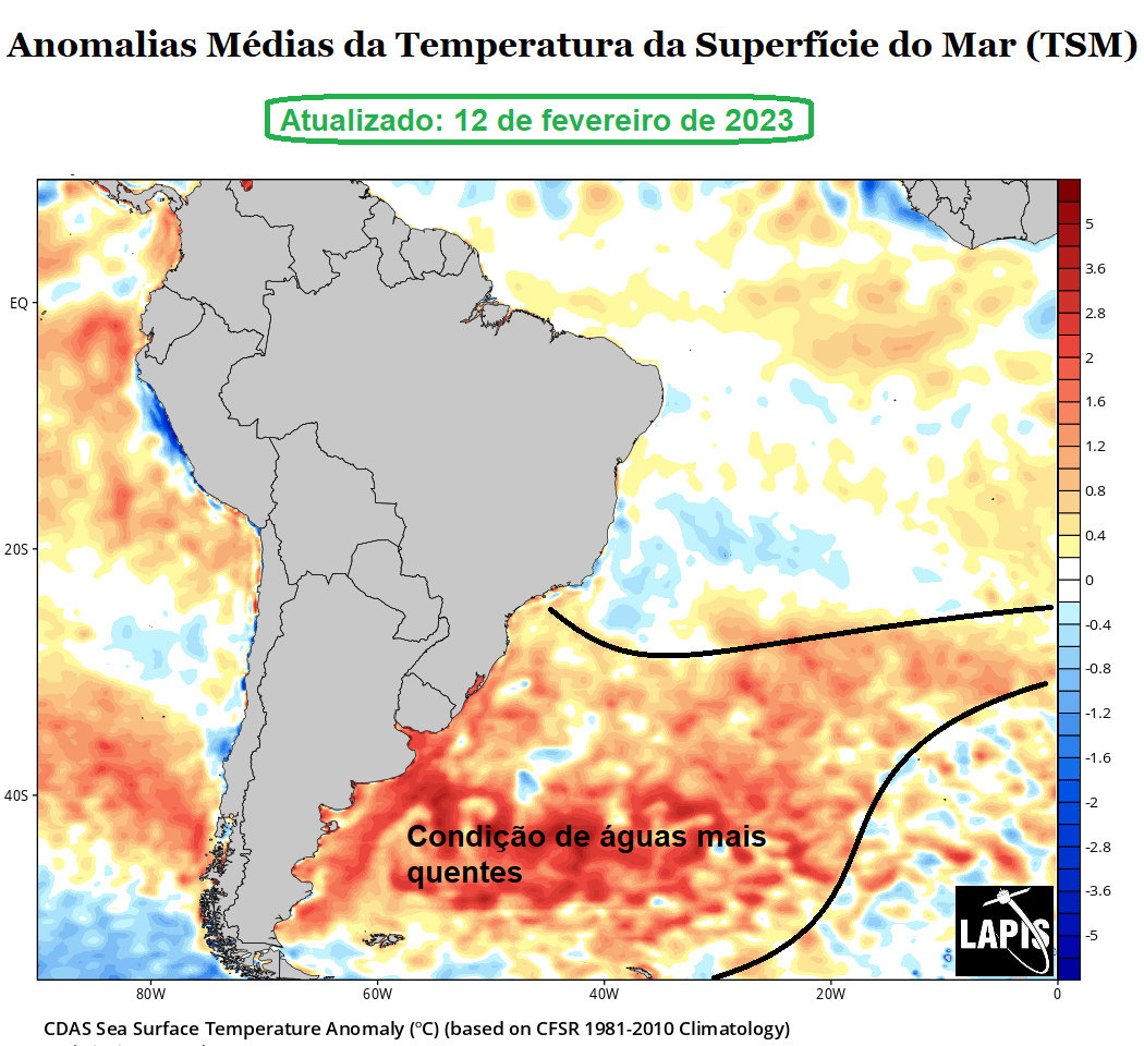 Mapa da temperatura dos oceanos_La Niña