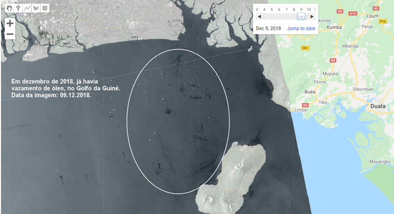 Vazamento de óleo, no Golfo da Guiné, ocorre desde dezembro de 2018.
