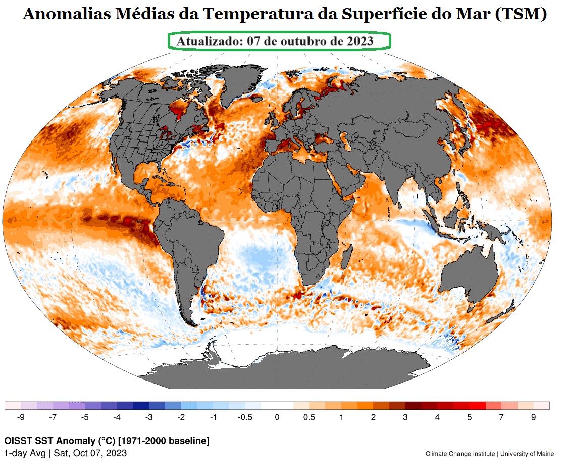 imagem da temperatura dos oceanos