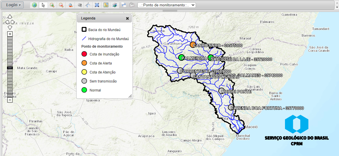 Sistema de monitoramento da bacia do rio Mundaú.