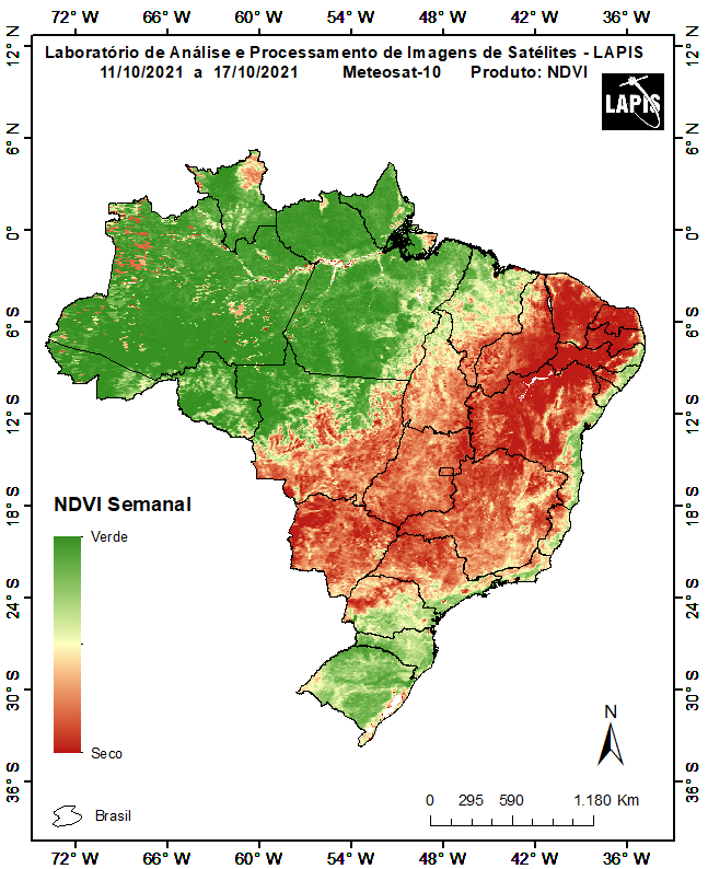 Mapa de NDVI_Imagem de satélite da cobertura vegetal feia no QGIS