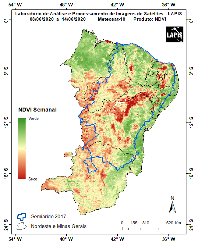 Cobertura vegetal do Semiárido, a partir de satélites.