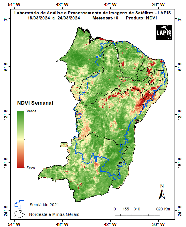Mapa da cobertura vegetal no Semiárido brasileiro