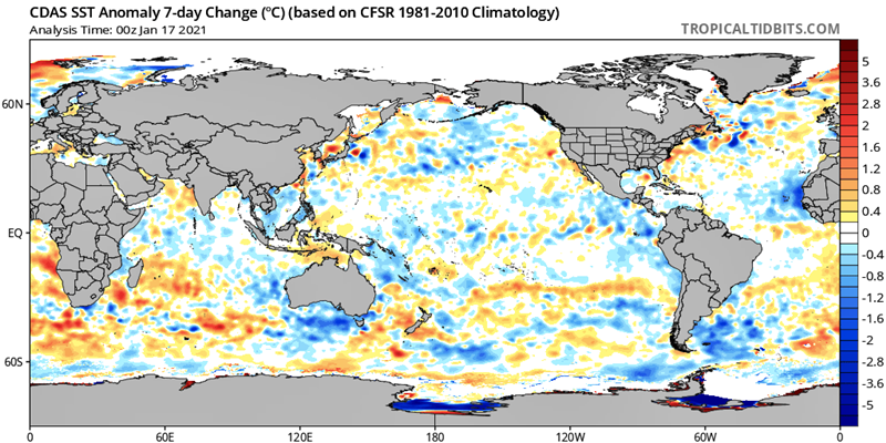 Monitoramento da temperatura dos oceanos e presença do La Niña