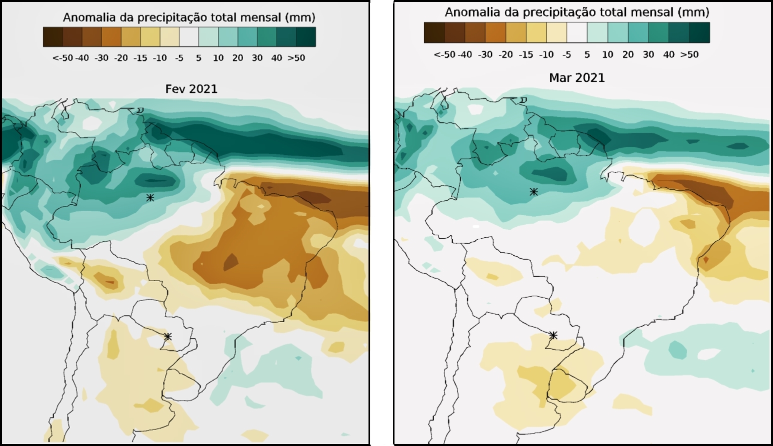 Previsão climática sazonal para fevereiro e março.