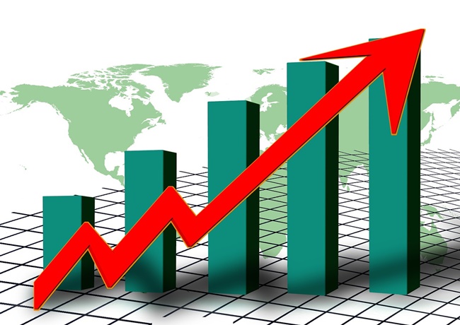 Gráfico mostra dados em movimento crescente