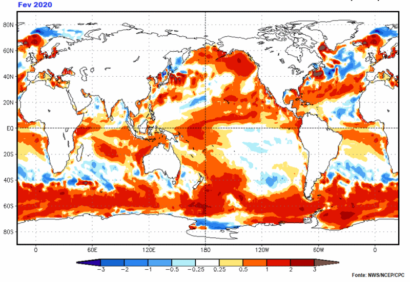 Temperatura dos oceanos em janeiro e fevereiro_El Niño e Verão