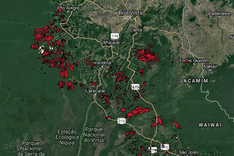 Imagem de satélite emite alerta para alteração na cobertura vegetal da Amazônia. Fonte: Inpe.